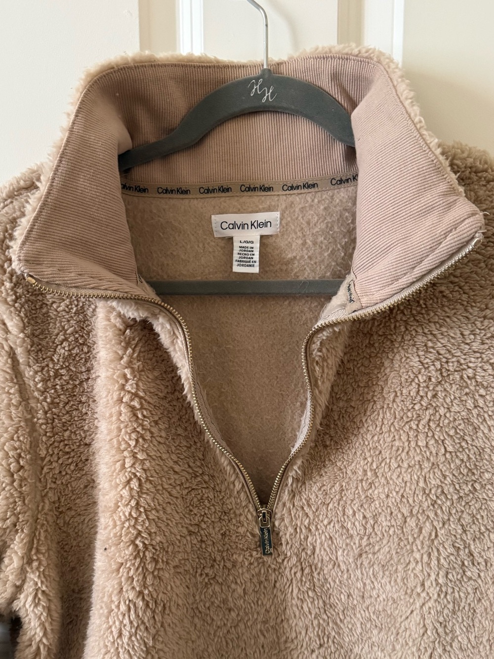 Calvin Klein Cozy Taupe Sherpa Pullover - Half Zip - Picture 5 of 6